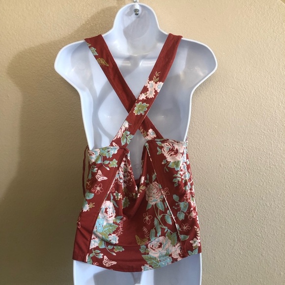 Free People Ginger Snap Top Ruched Crisscross Wide Wide Straps Size XL - Picture 6 of 14